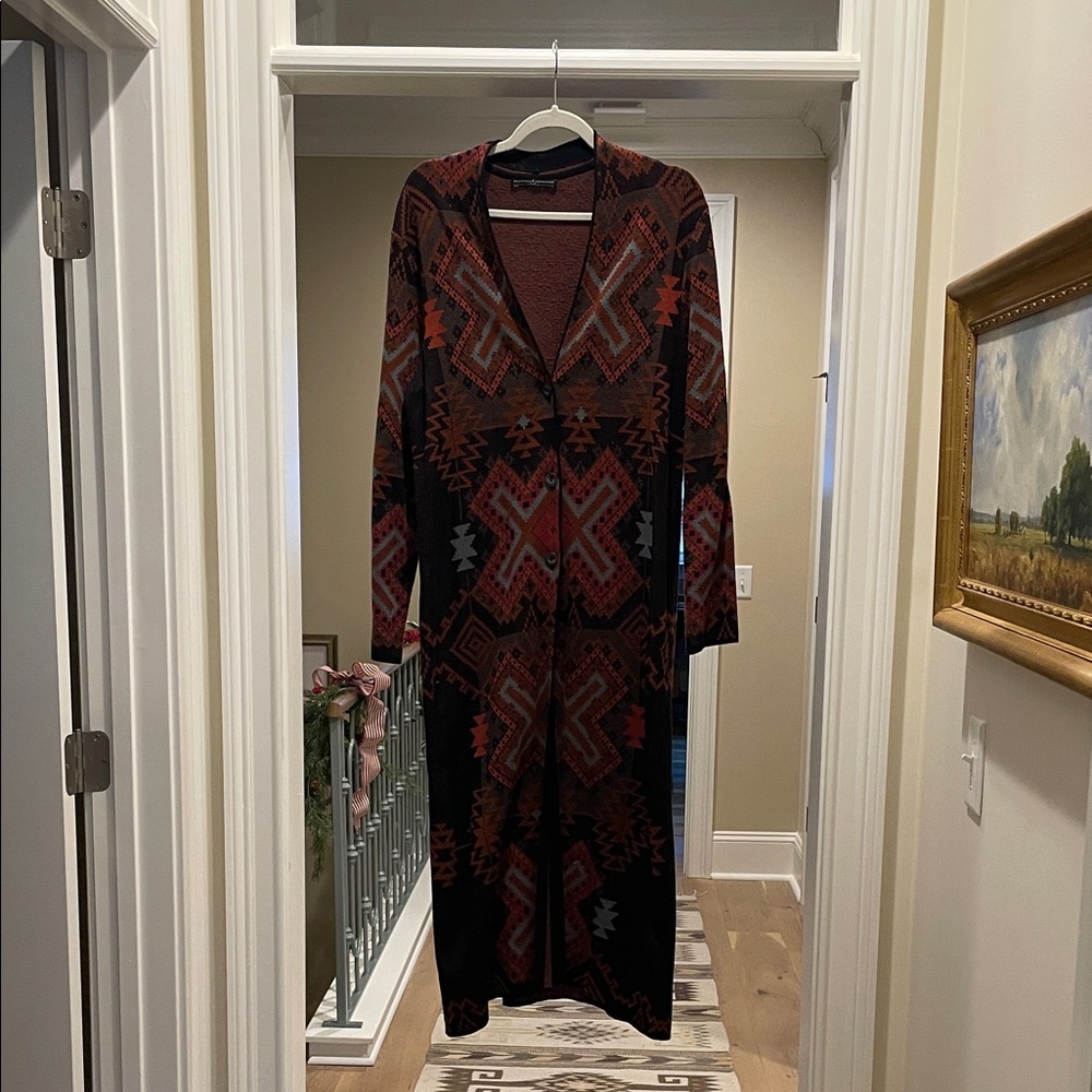 Peruvian Connection Geometric Patterned Long Swea… - image 1